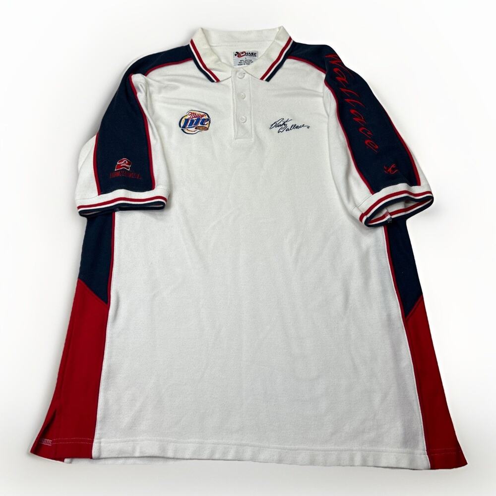 Chase Authentics Rusty Wallace Miller Lite NASCAR Polo Shirt Men’s Large White L